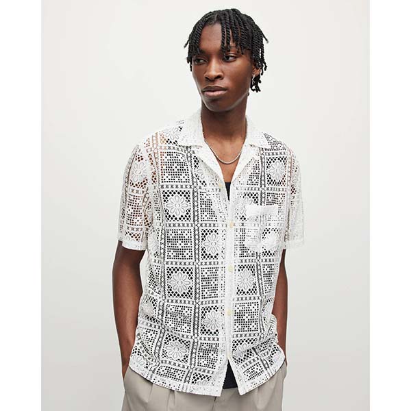 Allsaints Australia Mens Llonga Crochet Shirt White AU65-915